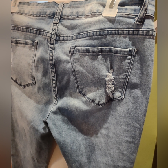 ChiQle Denim Architect Women’s Distressed patch Jeans, sz 11 juniors - Picture 5 of 9